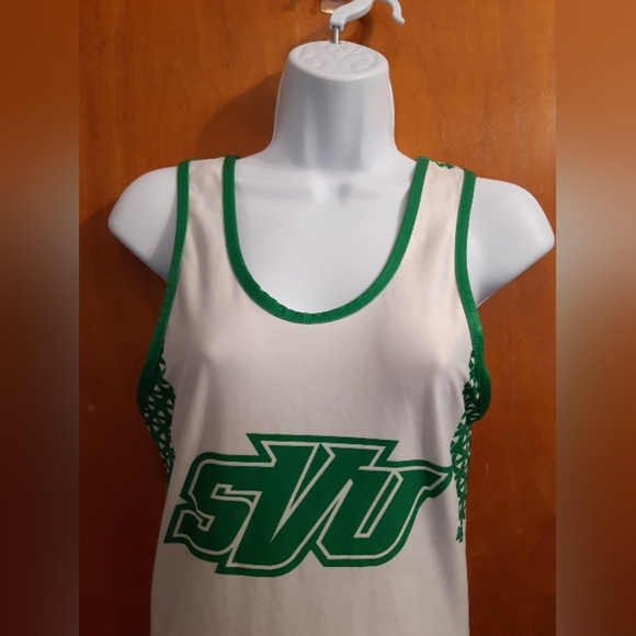 SVU Women's Mascot Cheerleader Romner Sleeveless Size Large Green White - Picture 2 of 6